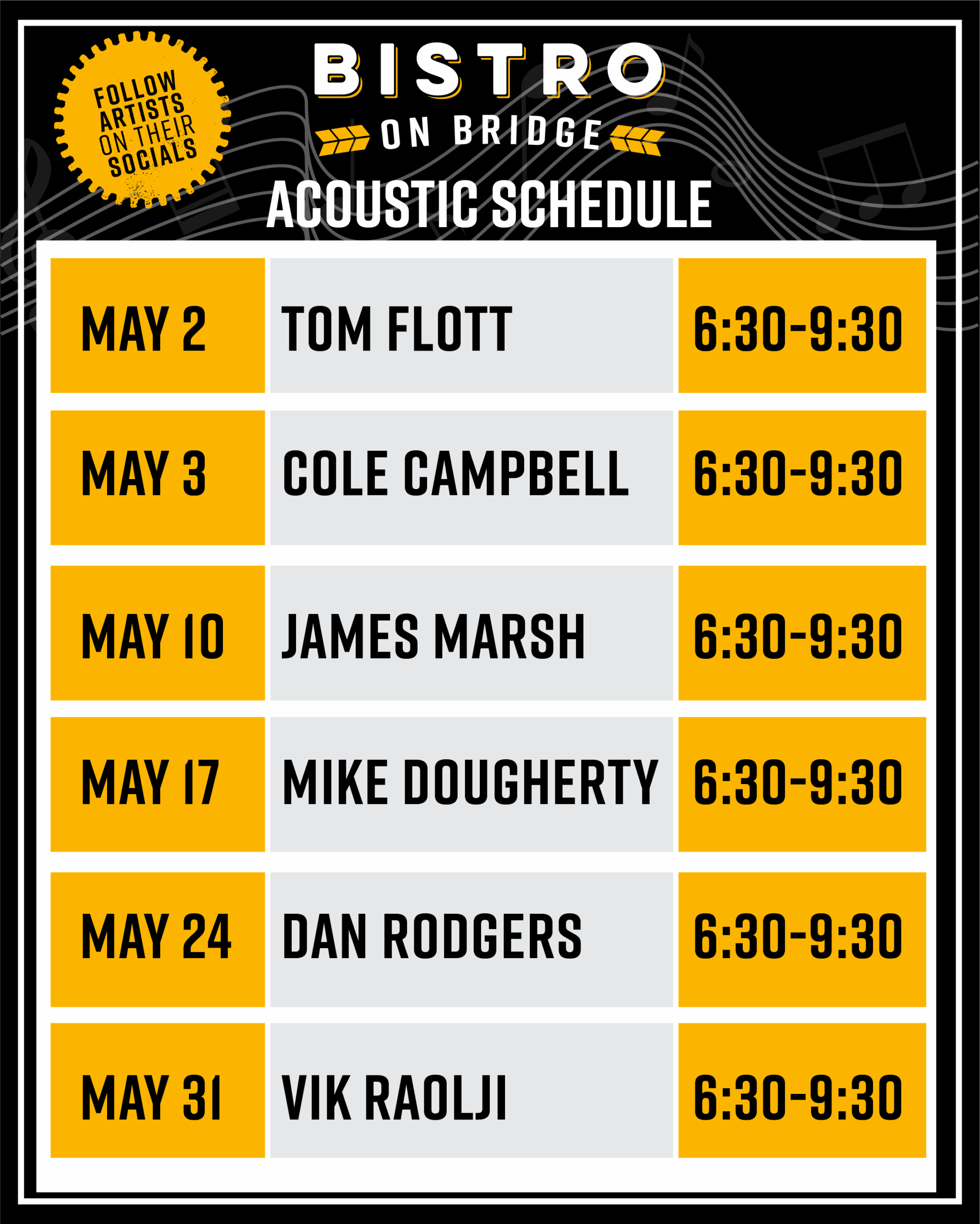 Acoustic Schedule