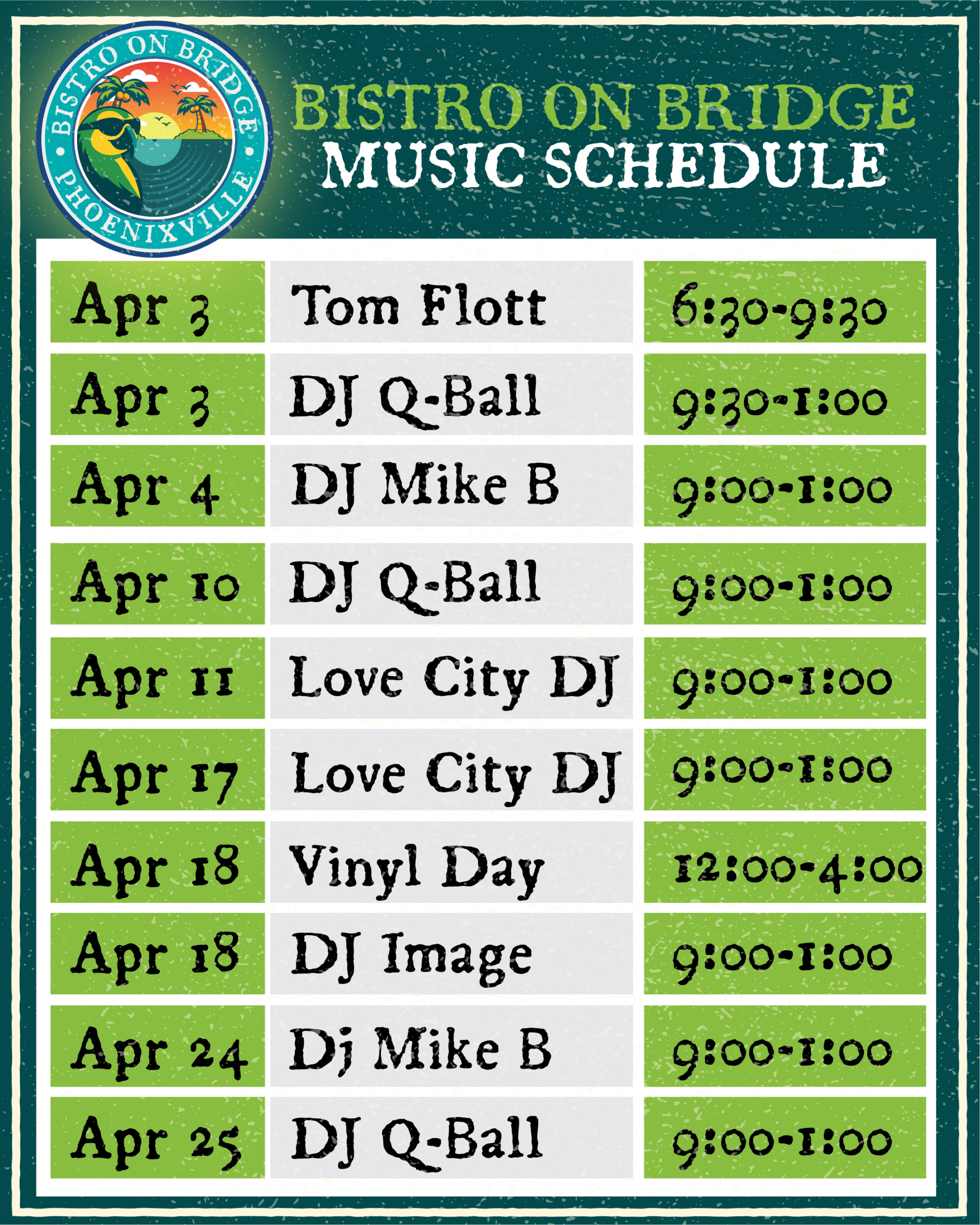 April Schedule
