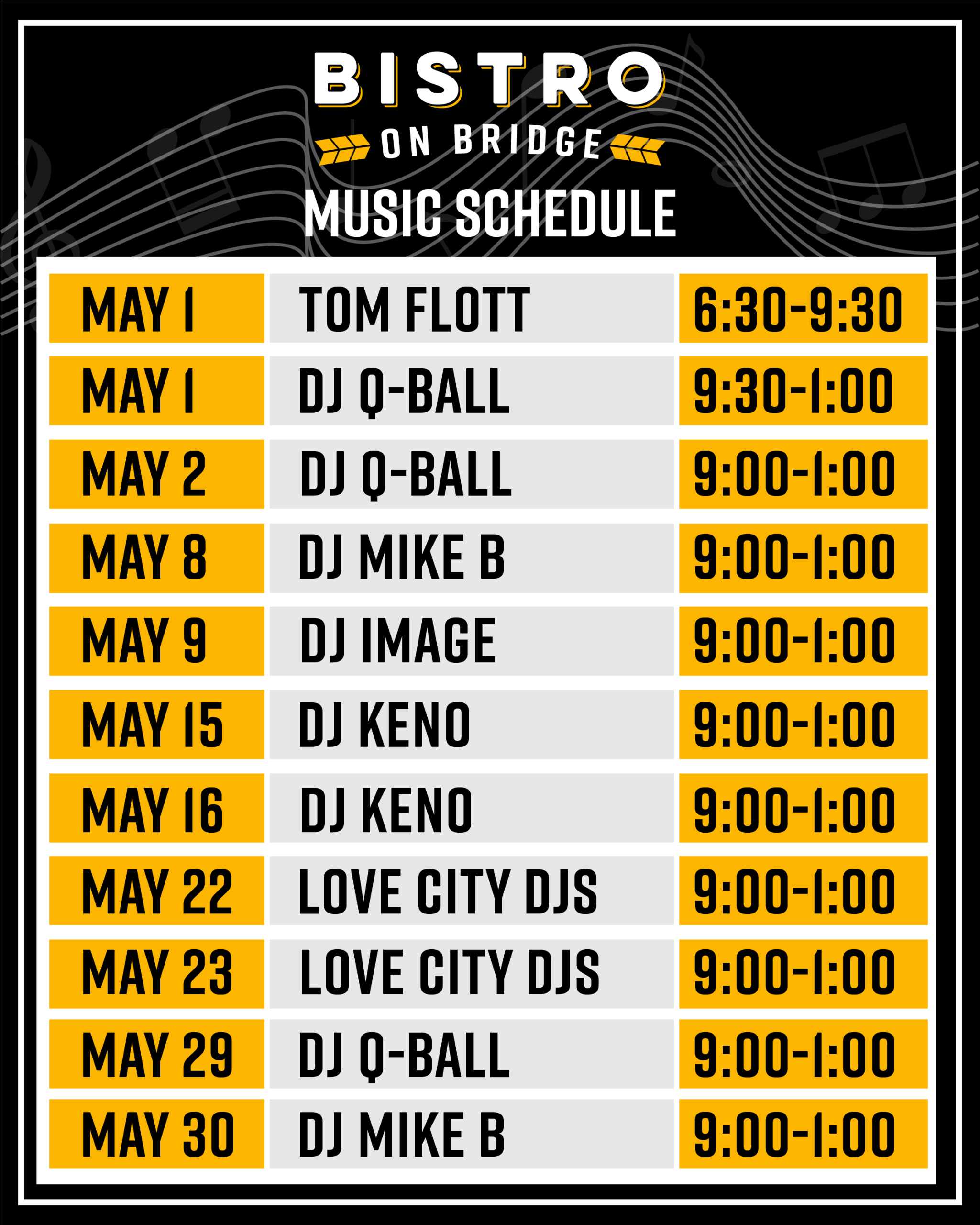 May Schedule