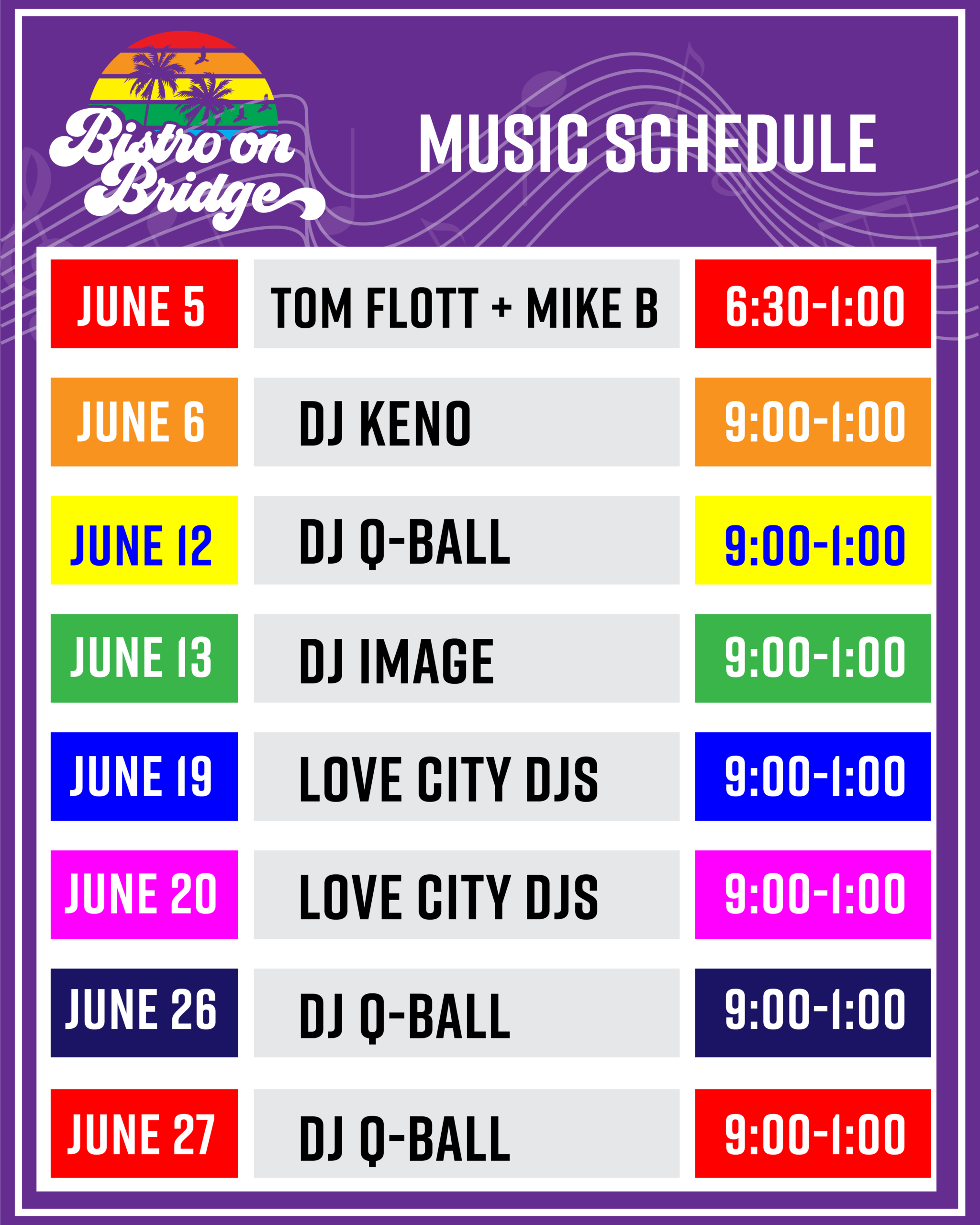 New Schedule June